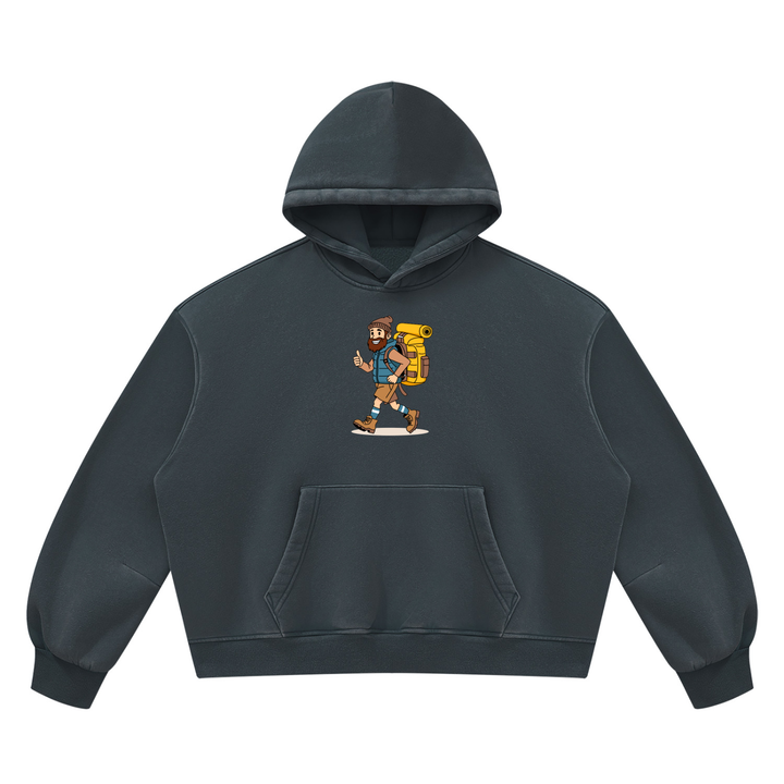 hiking lover Vintage Wash Boxy Fleece Hoodie