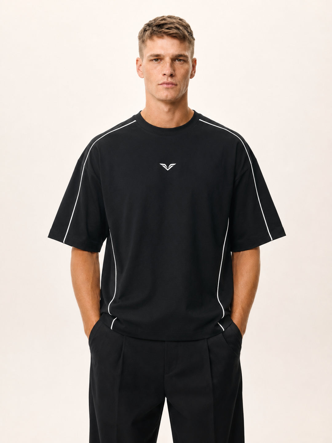 MEN T SHIRT Wing Logo Heavyweight Boxy Piping Tee
