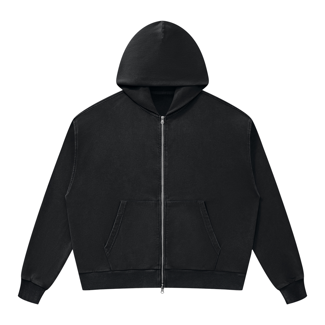 men hoddies Unisex Mineral Wash Boxy Full Zip Hoodie