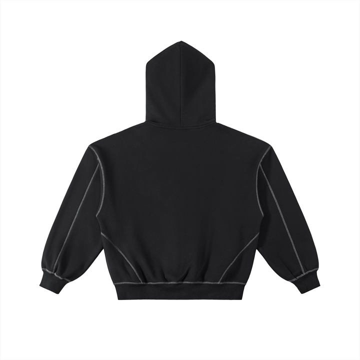 MEN HODDIES Wing Logo Contrast Stitch Boxy Zip Hoodie