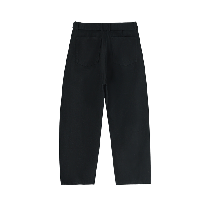 WOMEN PENT Belted Barrel-leg Chino Pants