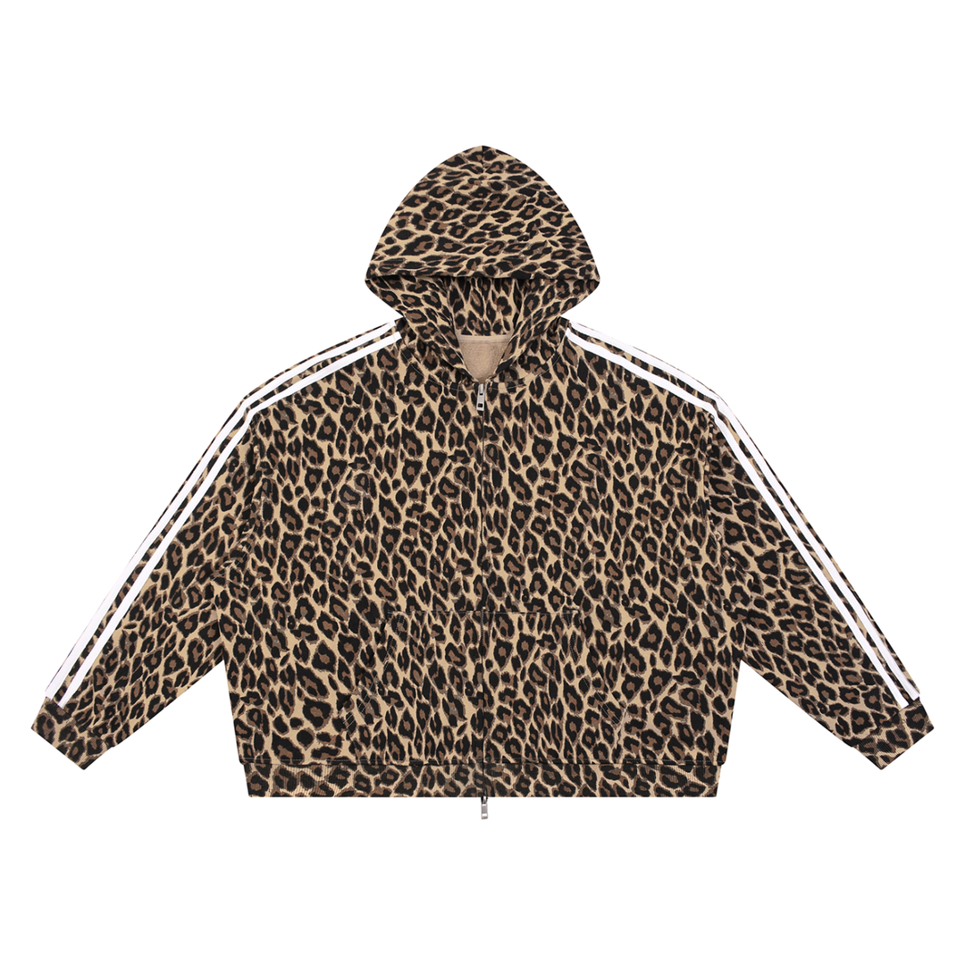 men brand Leopard Full Zip Hoodie
