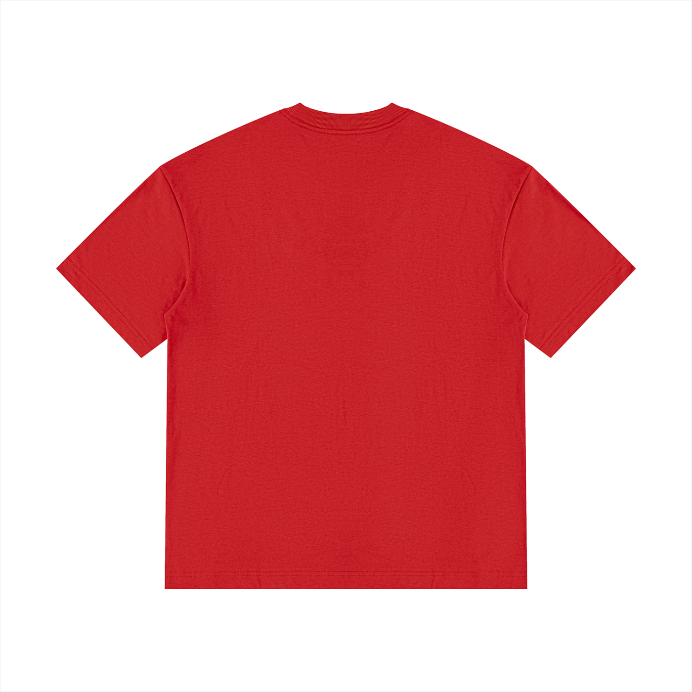 Night Camp Caravan Illustrated Cotton Tee in Red, back view.