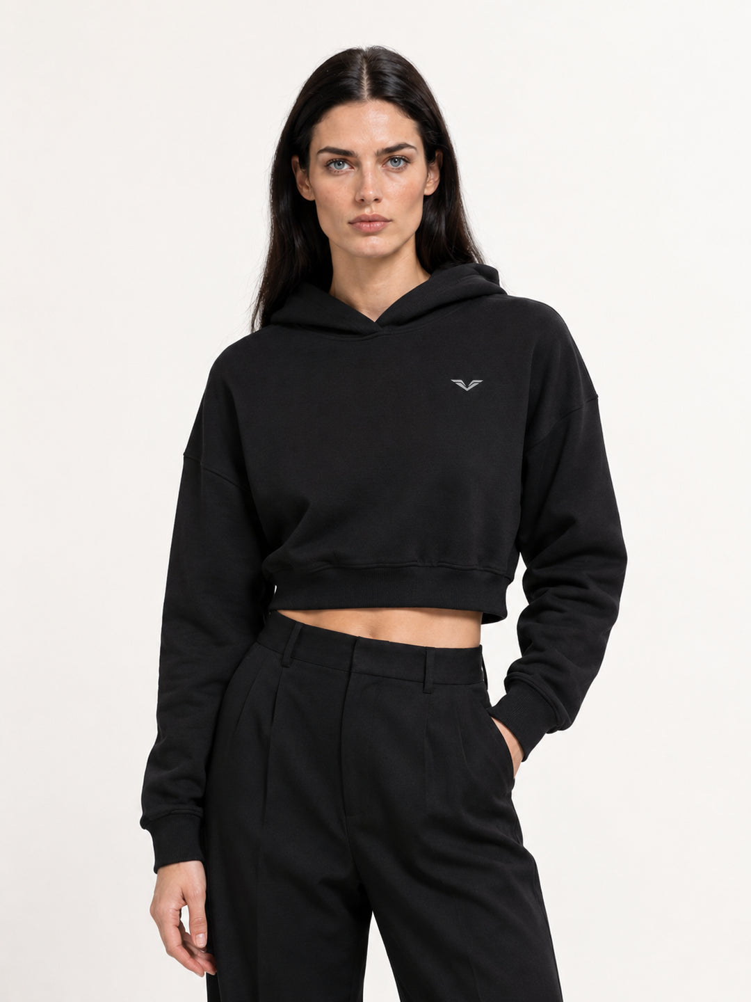 women hoddies Wing Logo Essential Cropped Hoodie