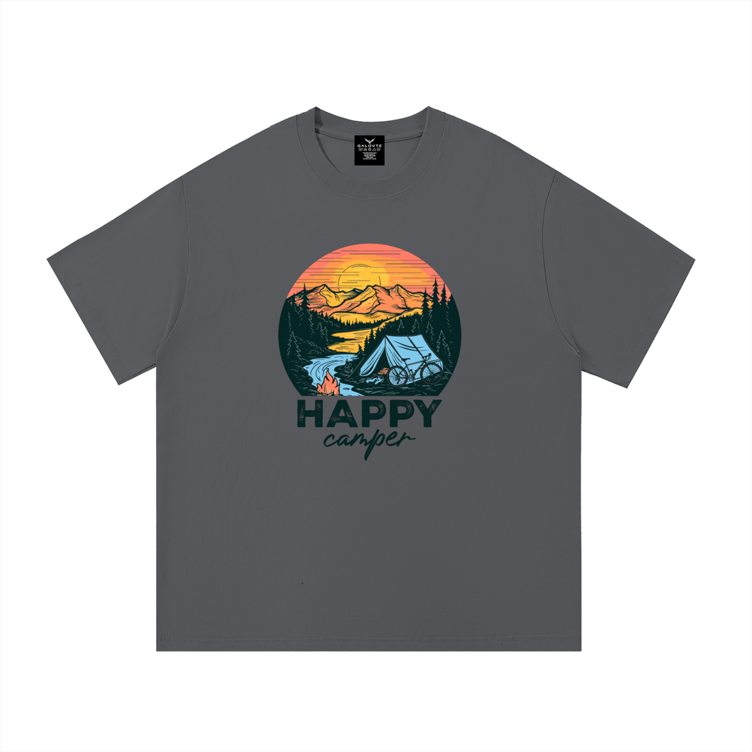 HIKING LOVER Happy Camper Sunset Tent Illustrated Tee