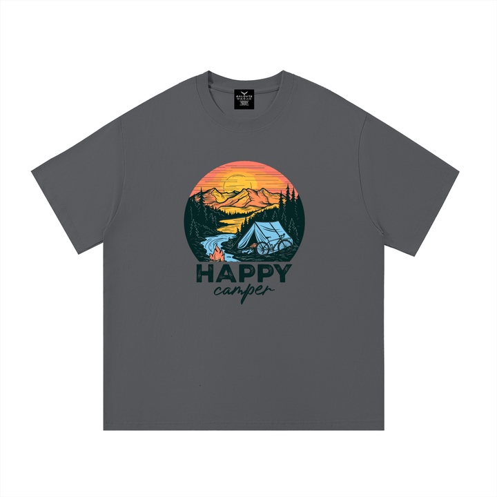 HIKING LOVER Happy Camper Sunset Tent Illustrated Tee