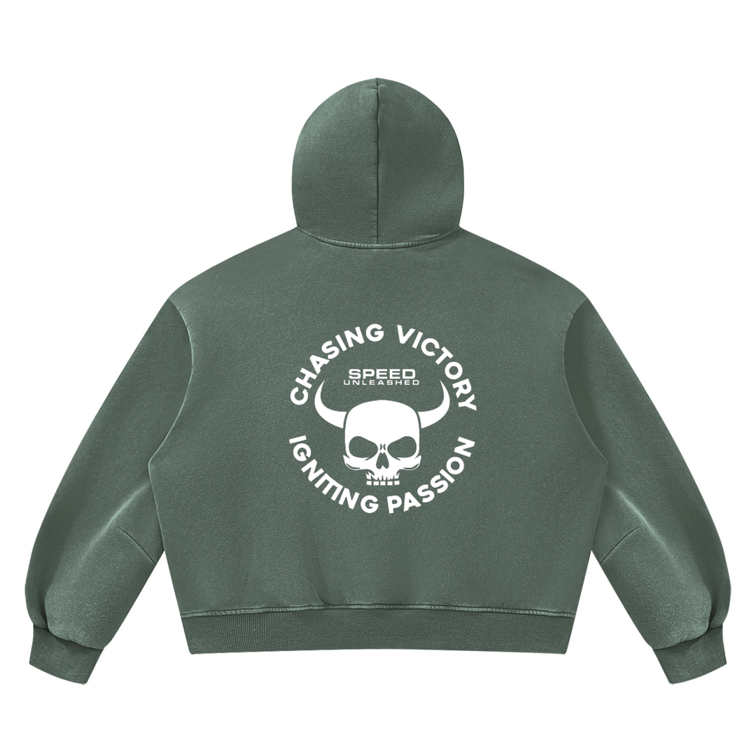 men graphic Vintage Wash Boxy Fleece Hoodie
