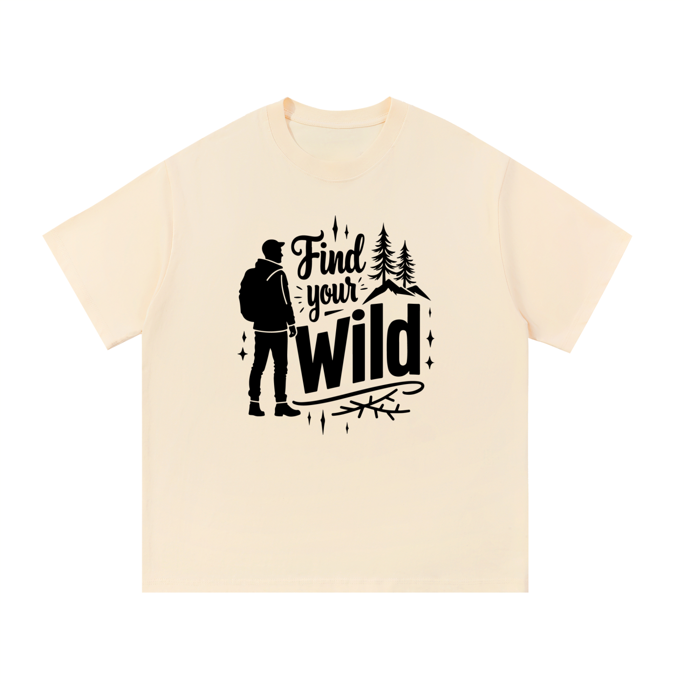 Find Your Wild Hand-Lettered Outdoor Tee in Apricot, flat lay.
