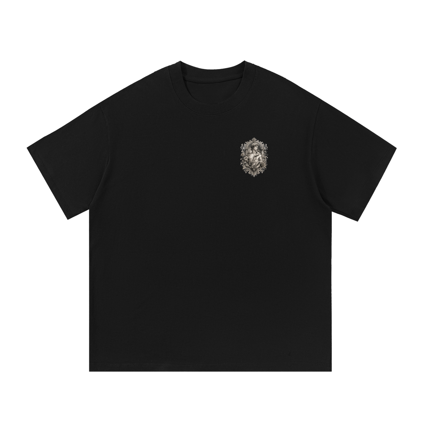 Baroque Statue Crest Left-Chest Cotton Tee
