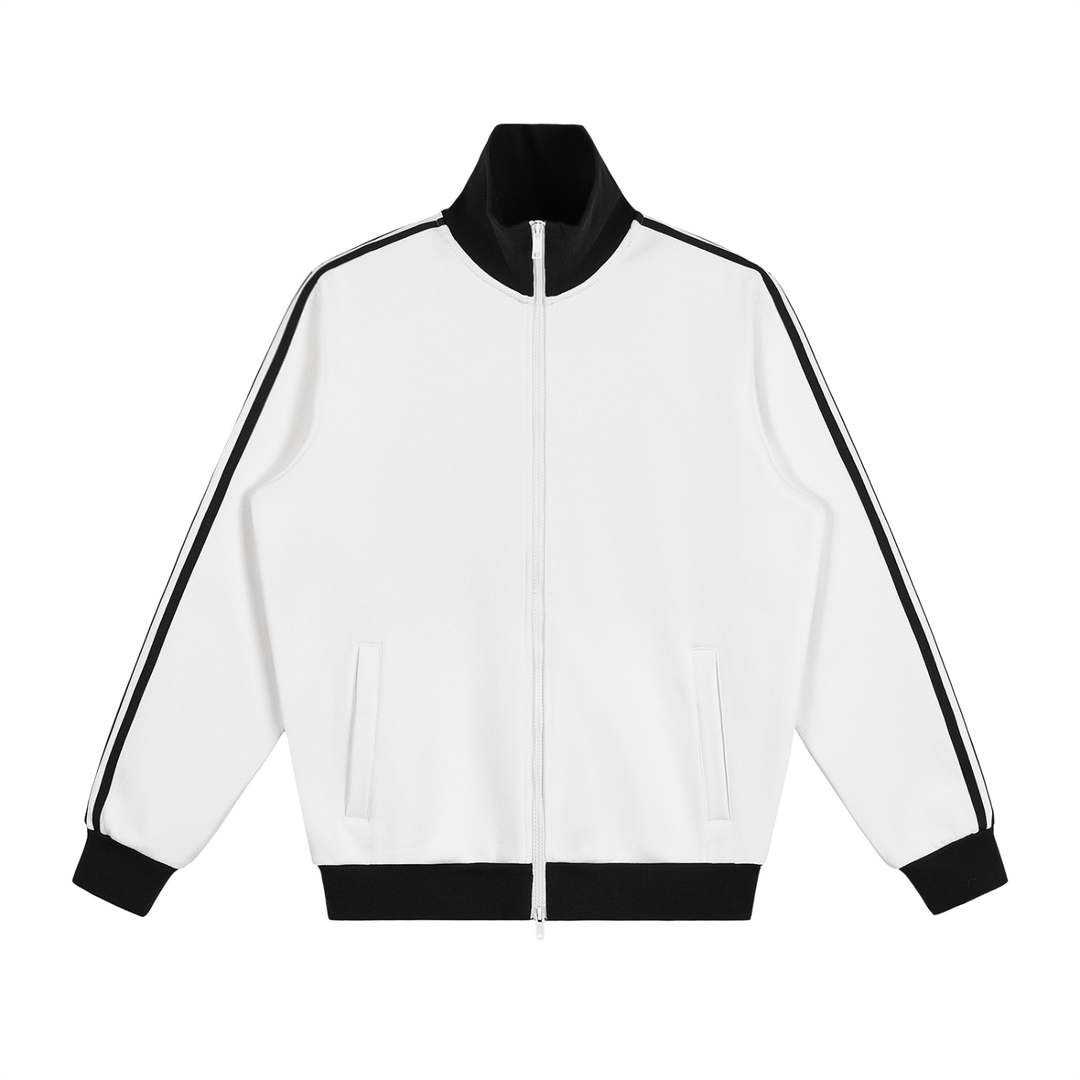 MEN COAT AND JACKET Contrast Side Stripe Fleece Track Jacket