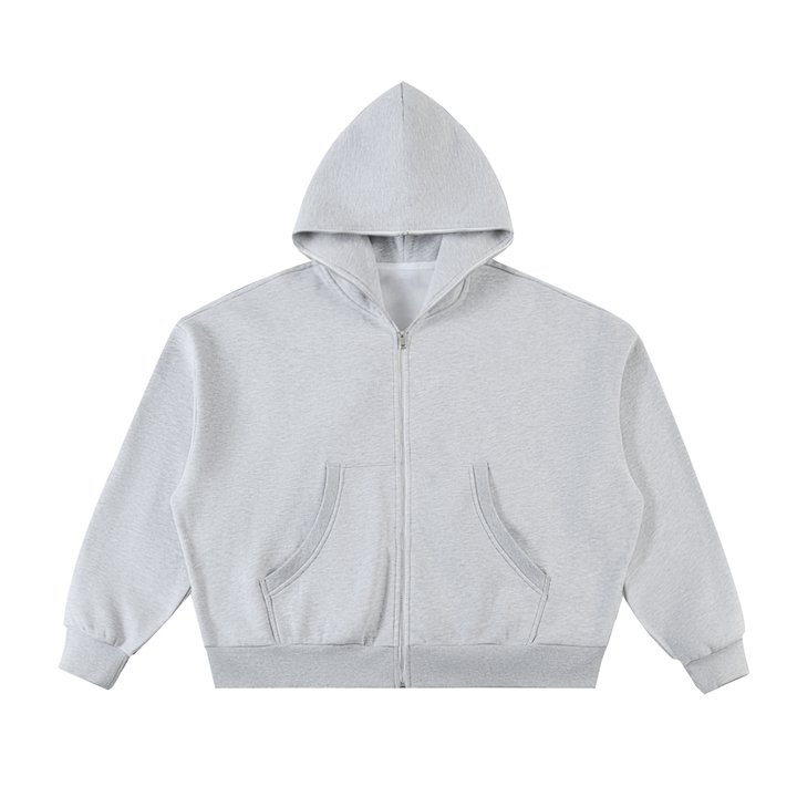 MEN  HODDIES Fleeced Full-Zip Boxy Hoodie