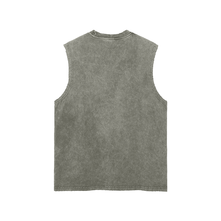 men gym wear Washed Frayed Hem Tank Top