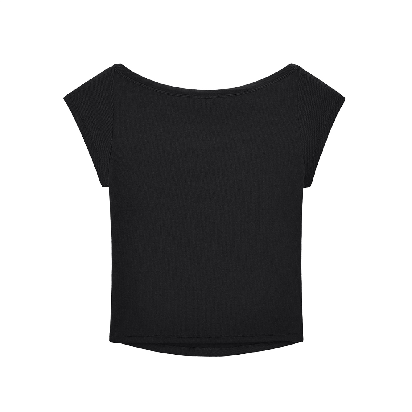 Wing Logo Wide-Neck Baby Tee in Black, back view.