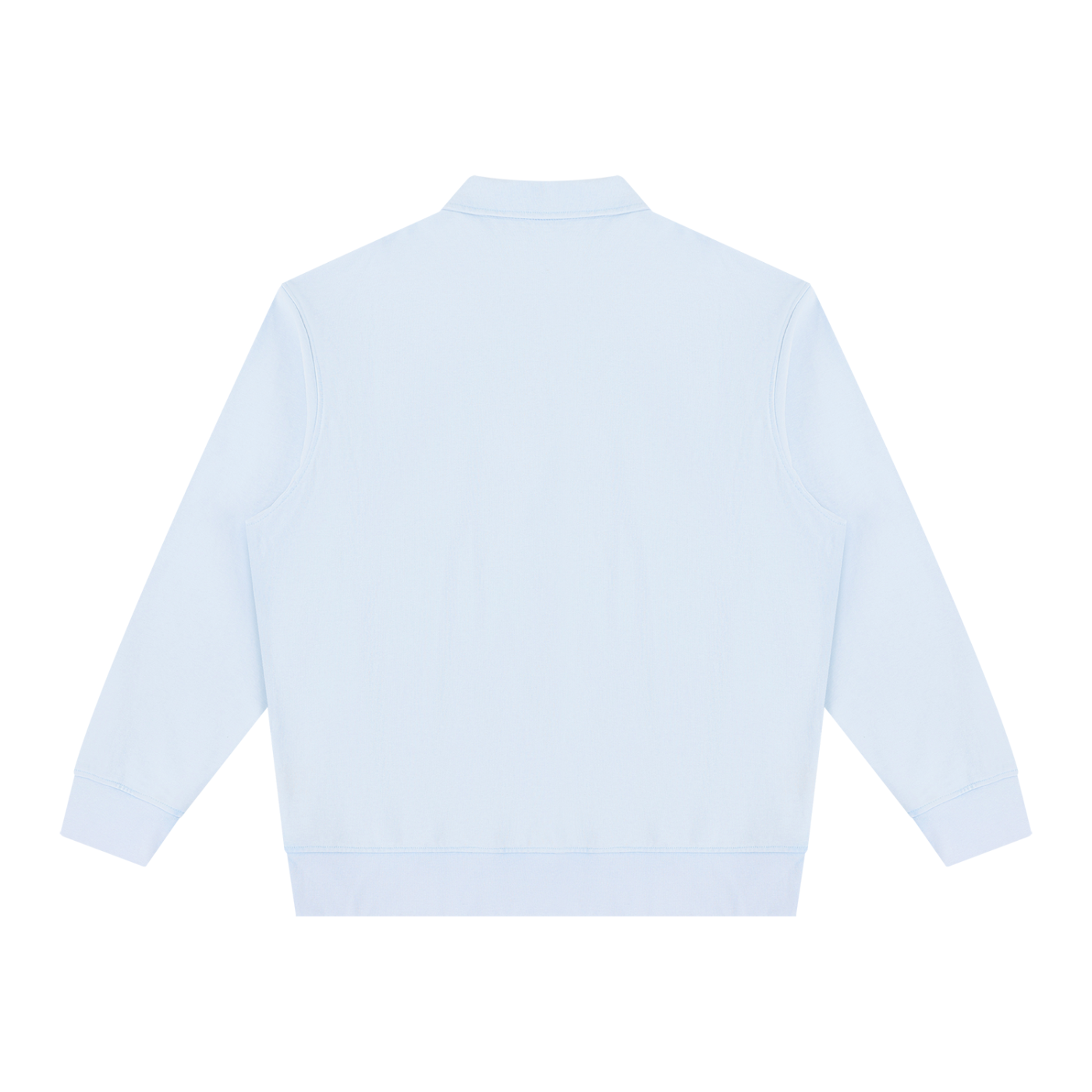 Dog Mama Leopard Paw Quarter-Zip Sweatshirt in Light Blue, back view.