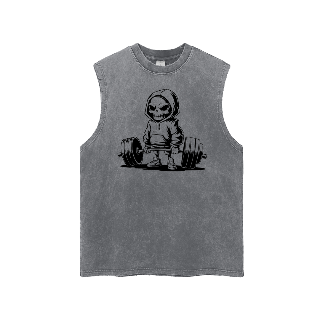 men gym wear Washed Frayed Hem Tank Top