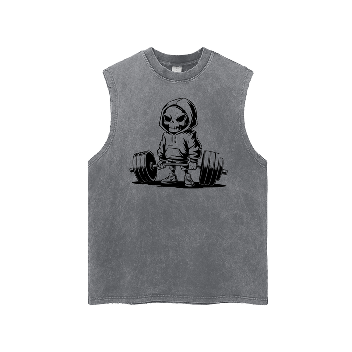 men gym wear Washed Frayed Hem Tank Top