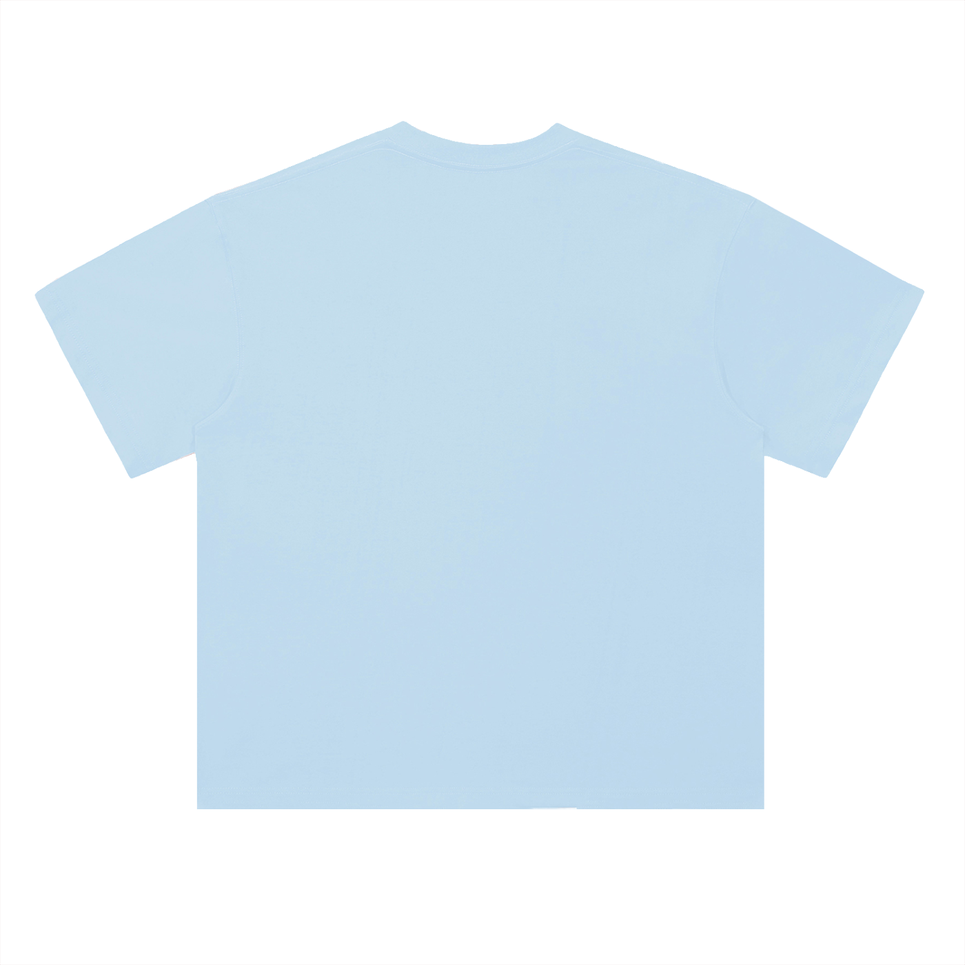 Camp Like A Legend Bigfoot Campfire Tee in Light Blue, back view.