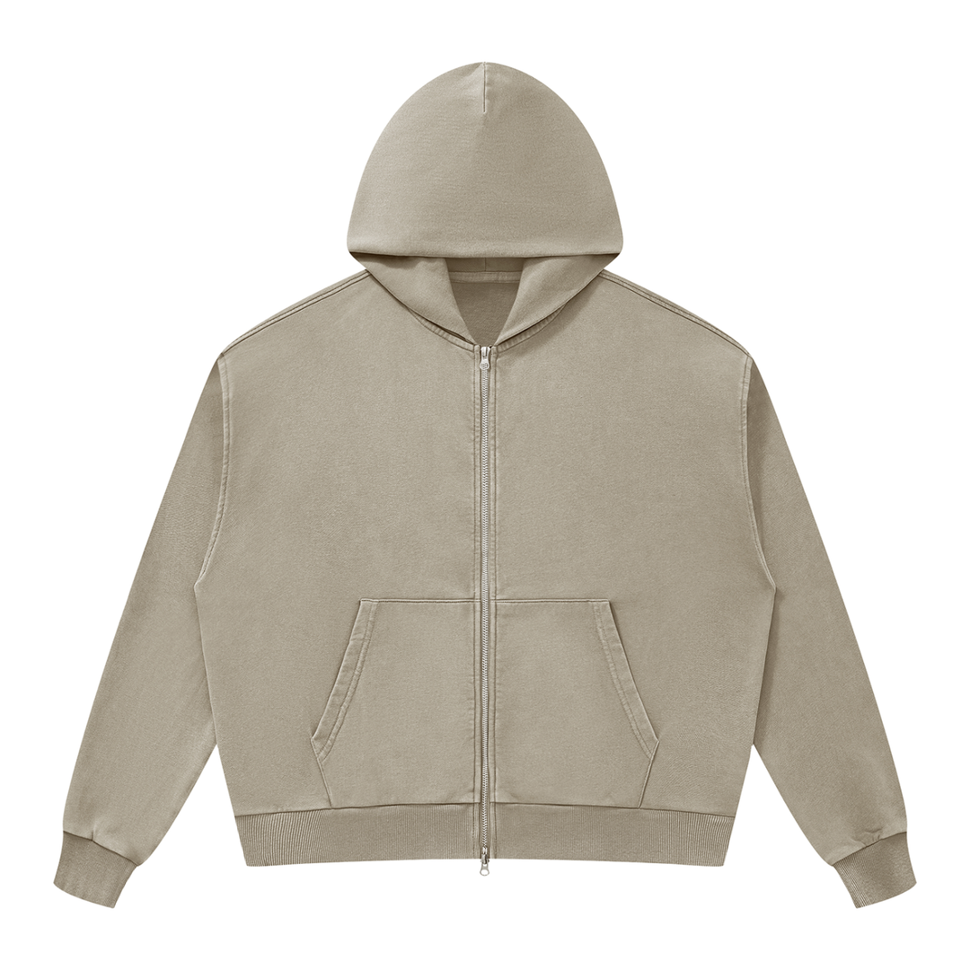 mom lover Mineral Wash Boxy Full Zip Hoodie
