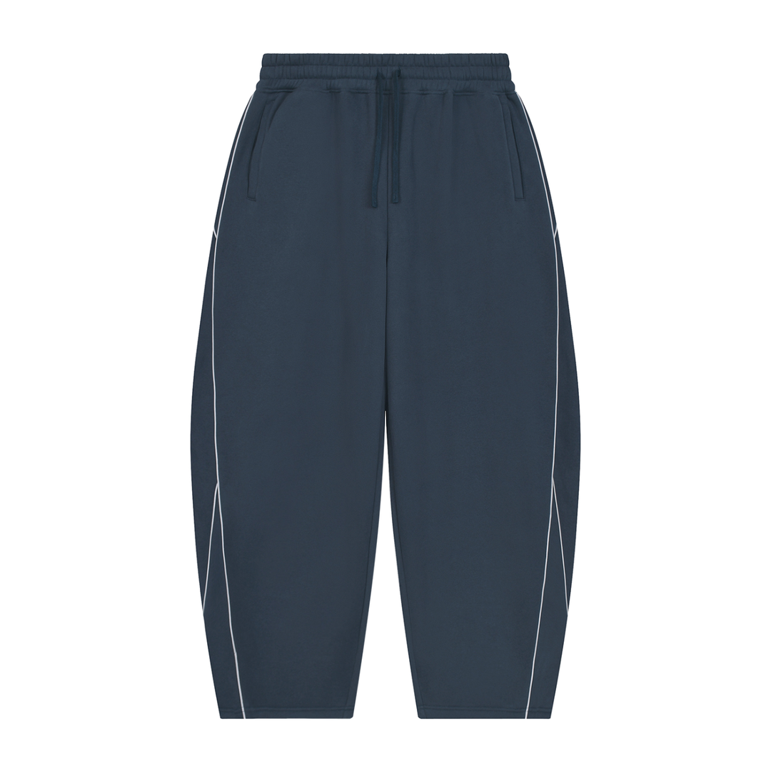 women pent  Piping Fleece Barrel Leg Sweatpants