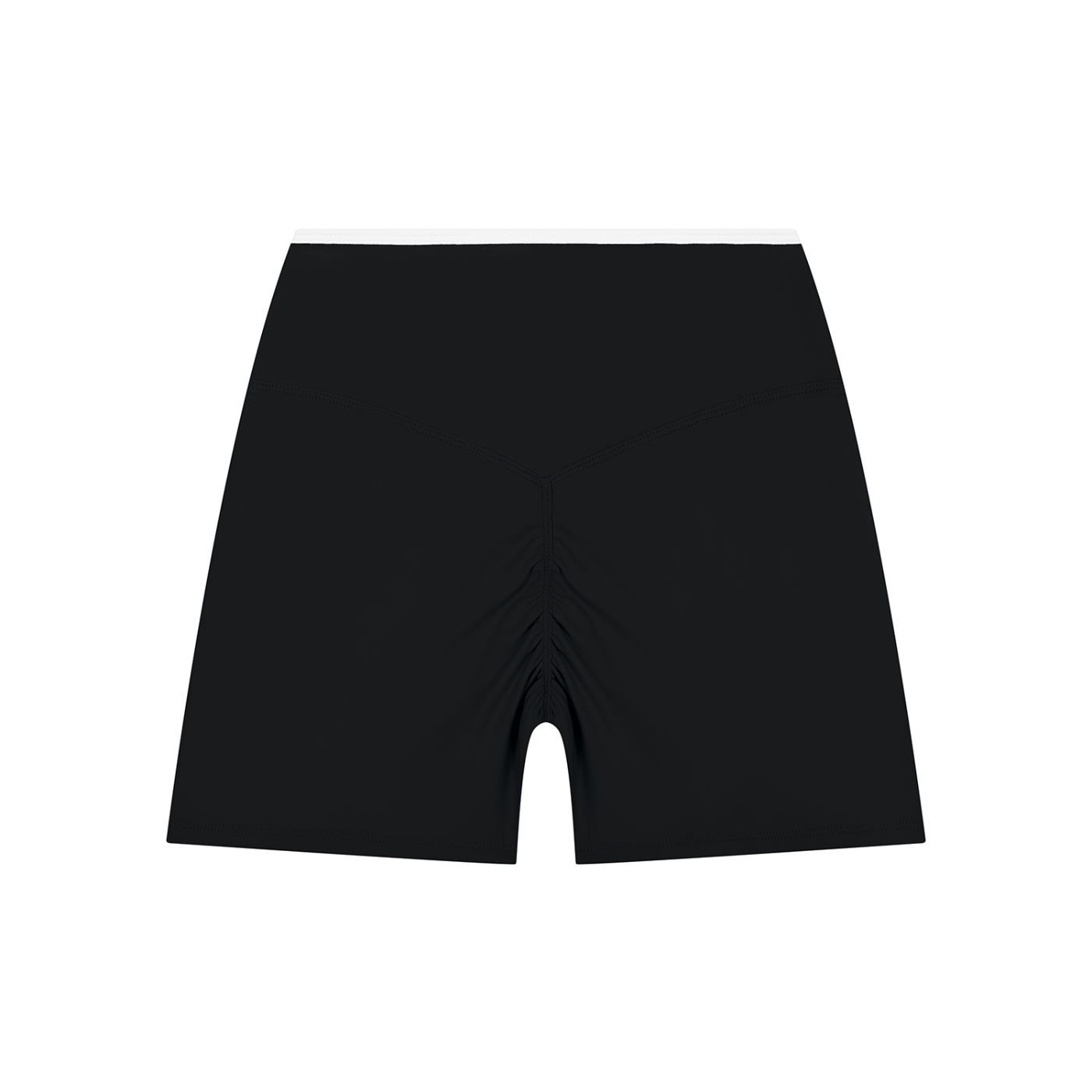 GALOVTE Colour-Block High-Rise Yoga Shorts in Black, back view.