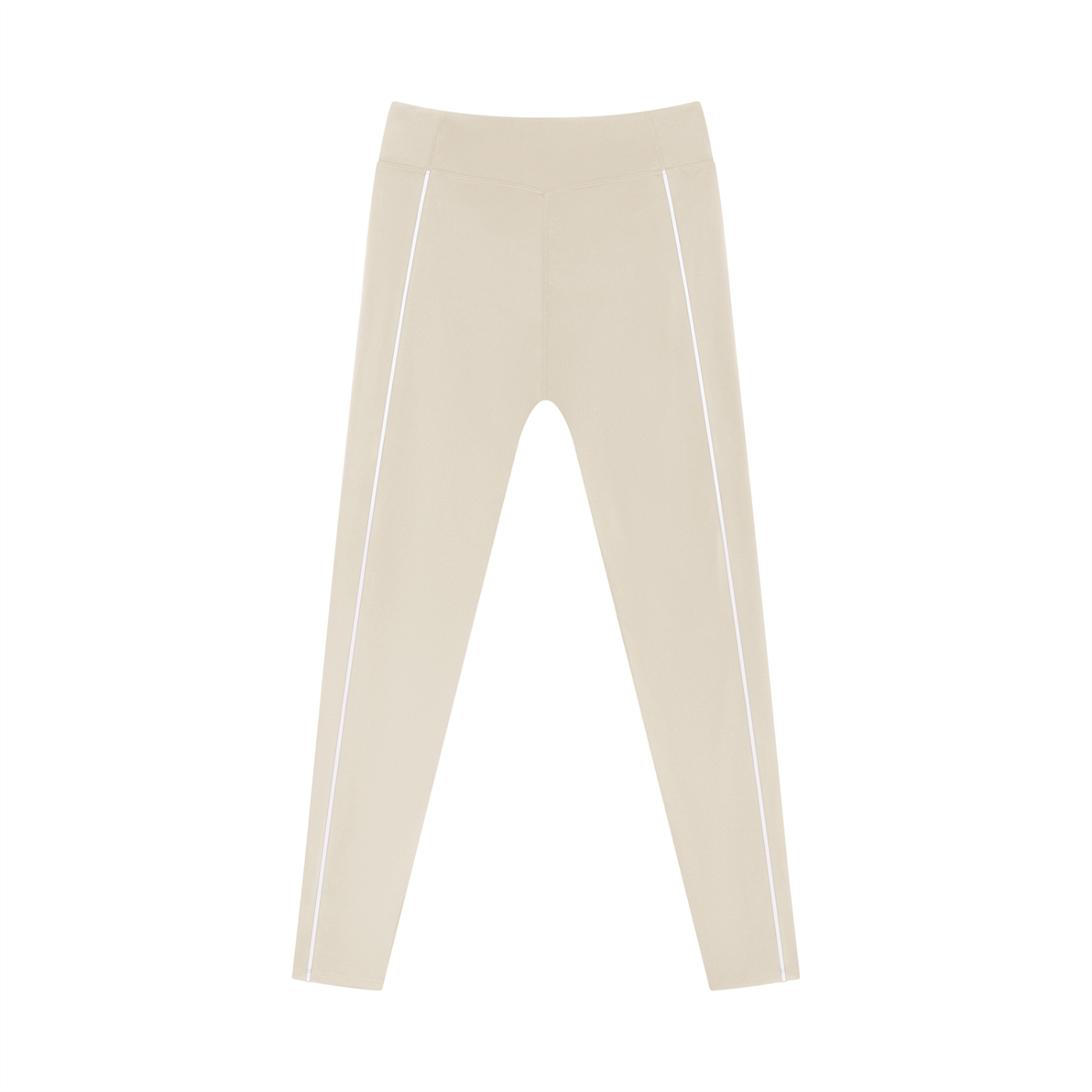 Wing Logo Contrast Piping High-Waist Leggings in Light Apricot, back view.
