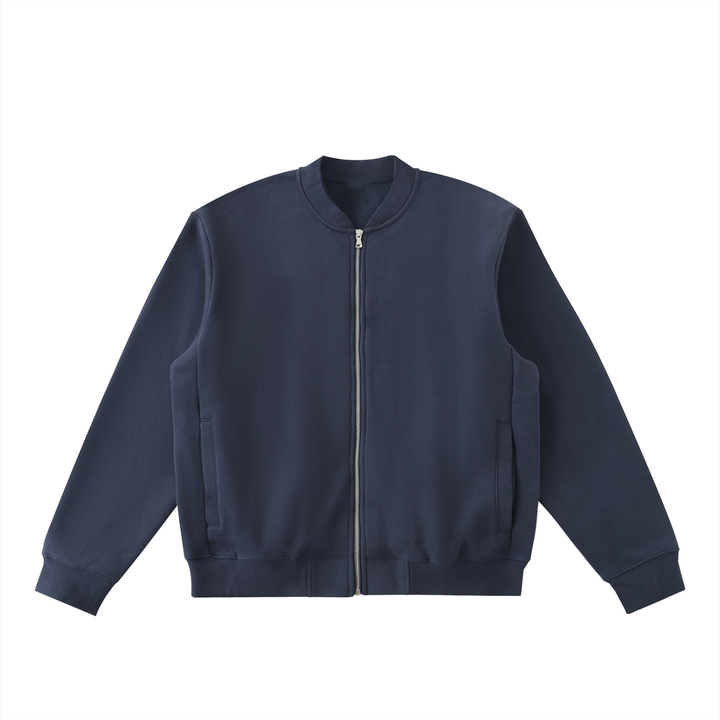 men brand Essential Zip-Up Fleeced Varsity Jacket