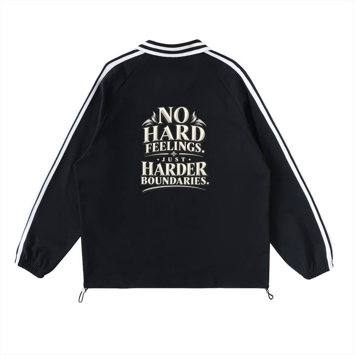 R rallan Contrast Striped Lapel Collar Sweatshirt