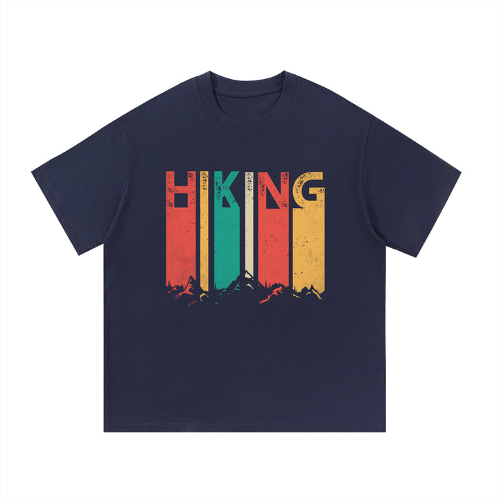 Hiking Retro Vintage Stripe Typography Tee