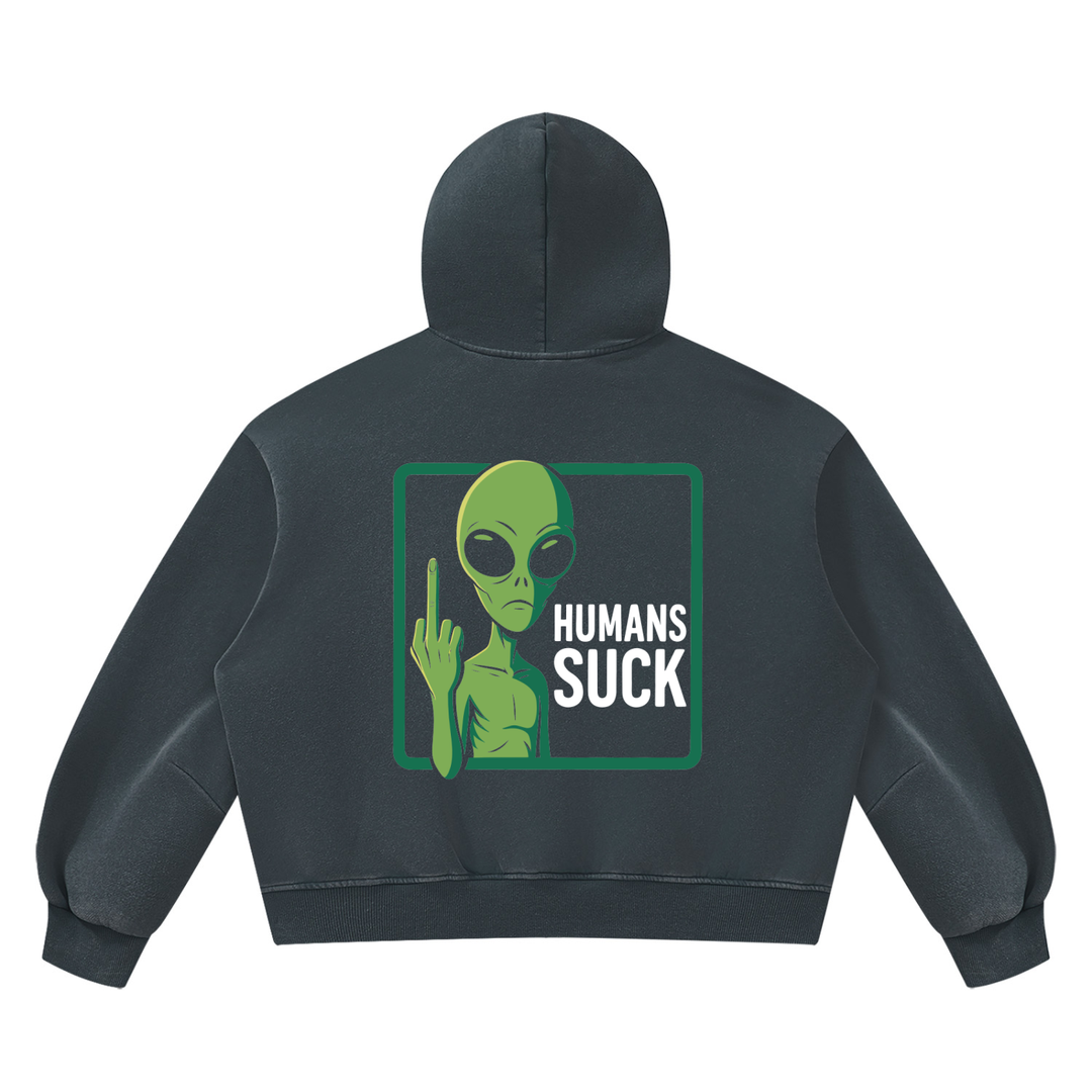 men graphic  Vintage Wash Boxy Fleece Hoodie