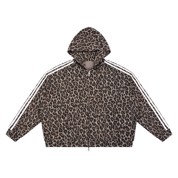 men brand Leopard Full Zip Hoodie