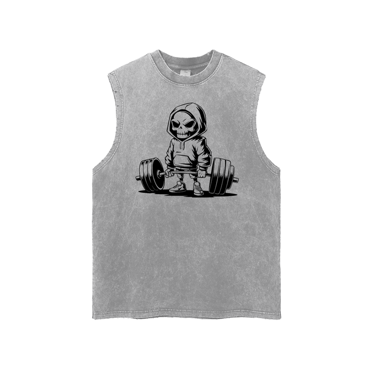 men gym wear Washed Frayed Hem Tank Top