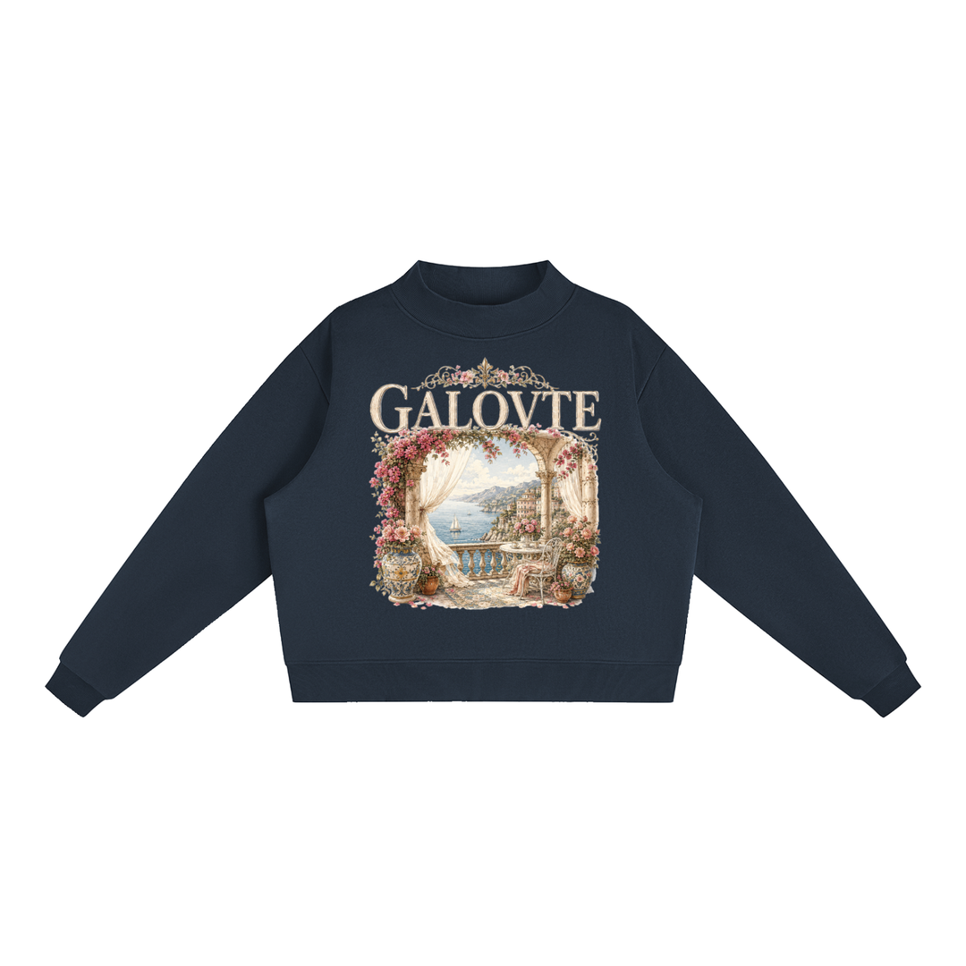 WOMEN GRAPHICS Essential Fleece Mock-Neck Crew Sweatshirt