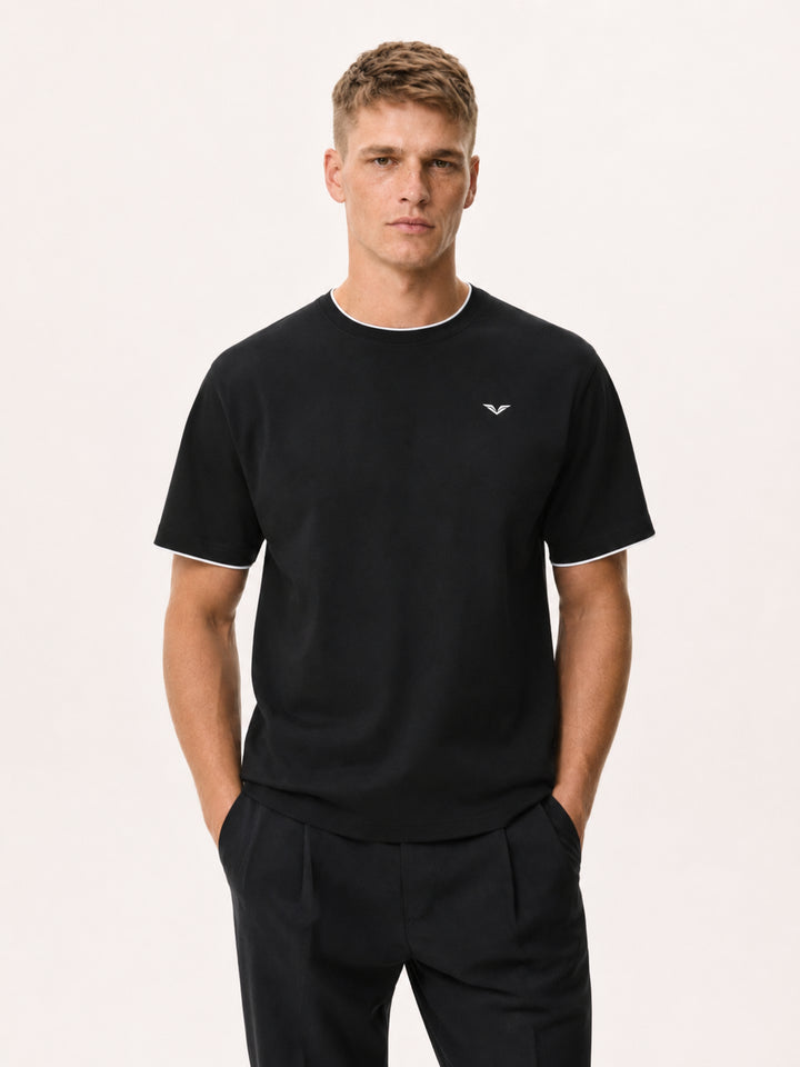 MEN T SHIRT Wing Logo Contrast Tape Crewneck Tee