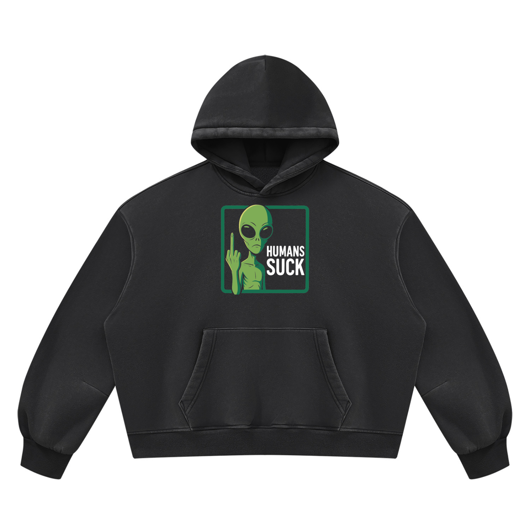 men graphic  Vintage Wash Boxy Fleece Hoodie