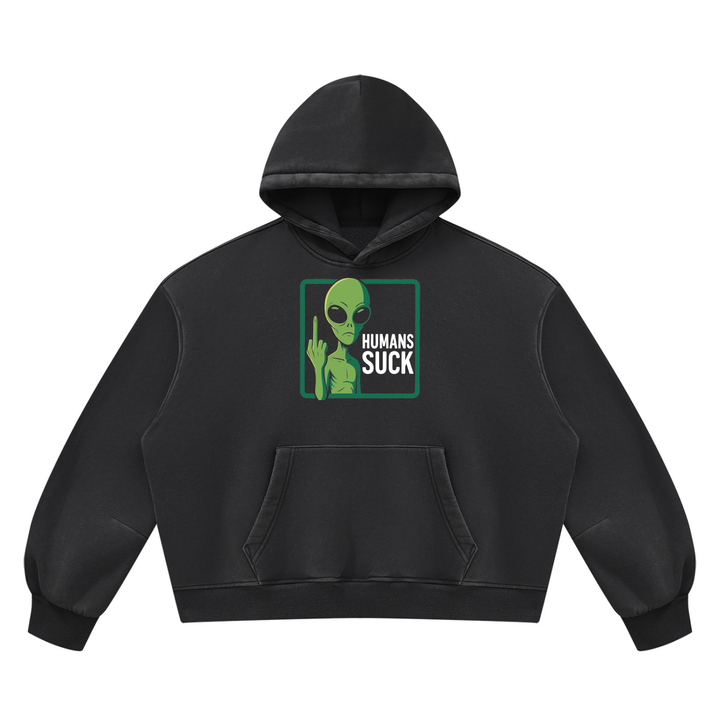 men graphic  Vintage Wash Boxy Fleece Hoodie