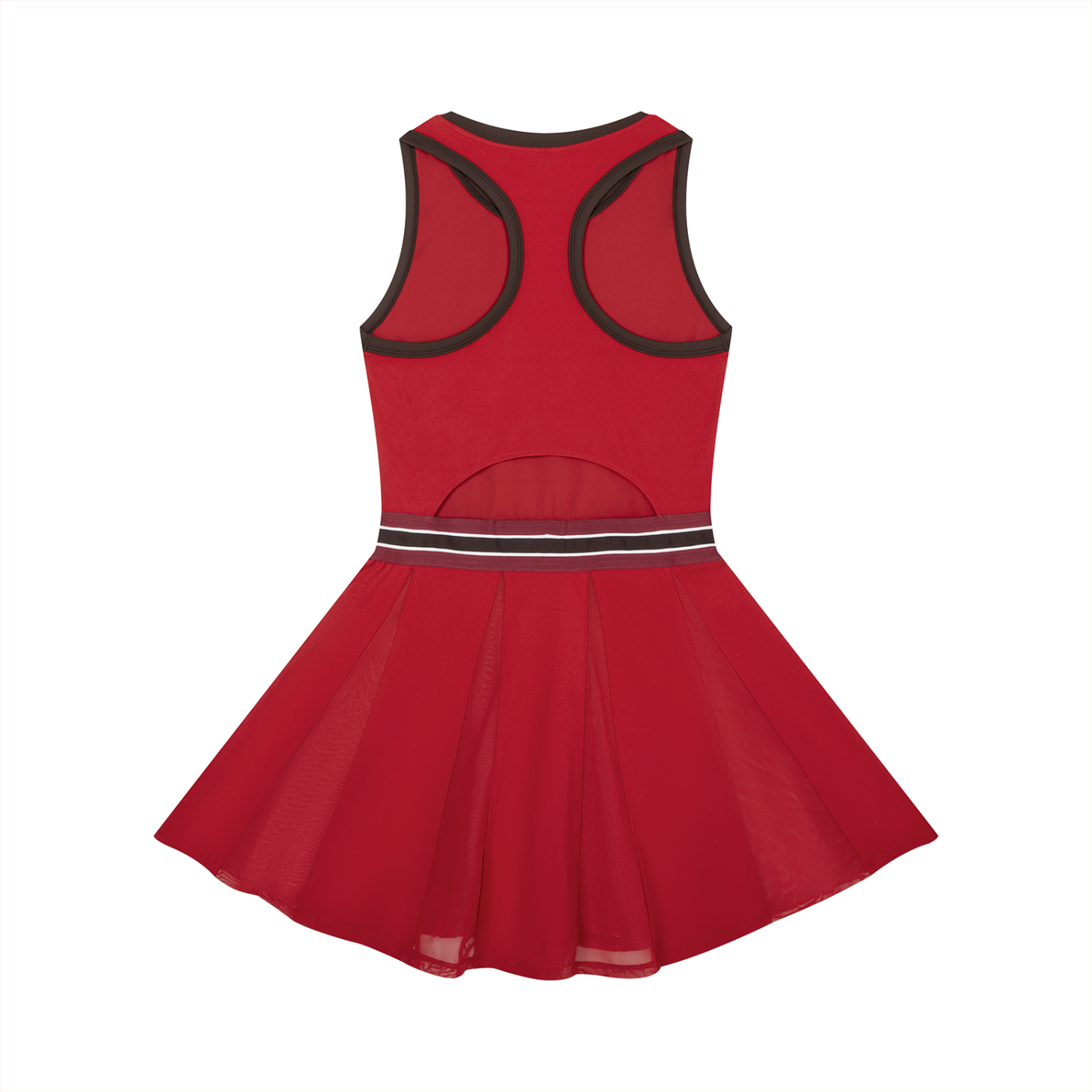 GALOVTE Colour-Block A-Line Sleeveless Dress in Red, back view.