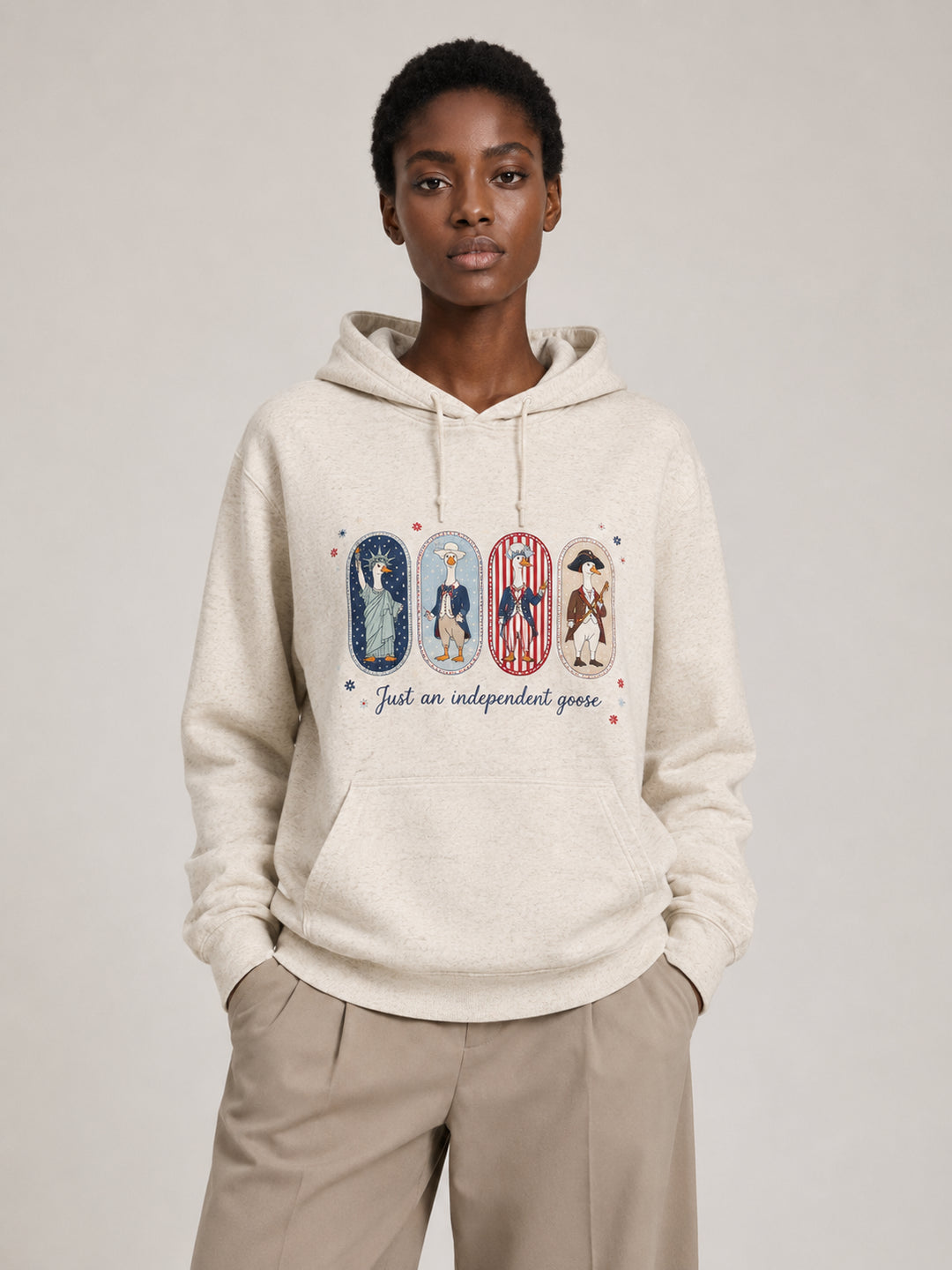women graphic Just An Independent Goose Fourth of July Hoodie