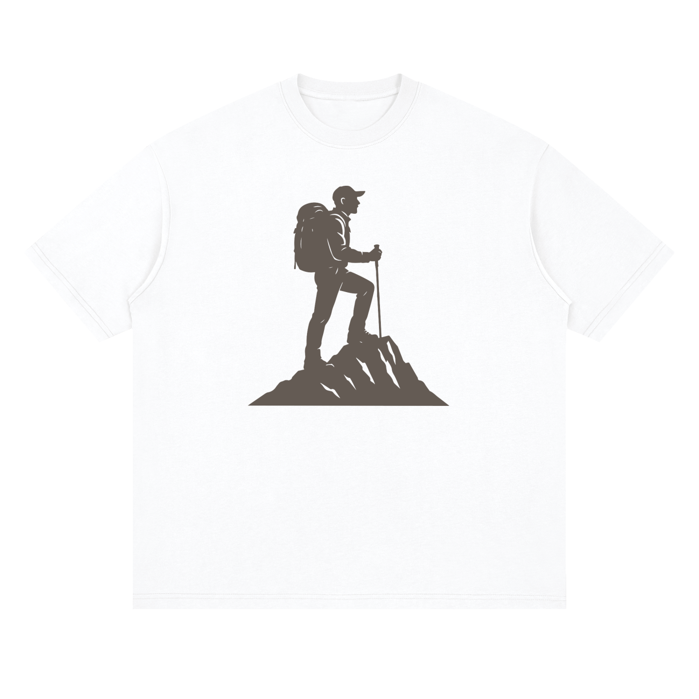 Summit Hiker Silhouette Tonal Print Tee in Lucent White, flat lay.