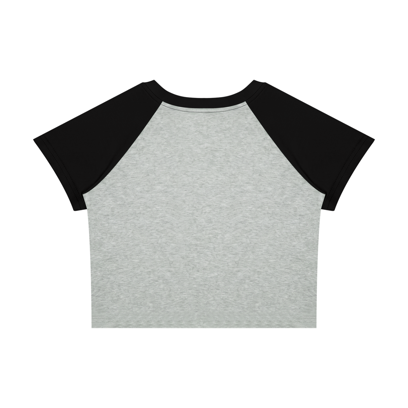 Wing Logo Raglan Colour-Block Baby Tee in Flower Gray with Black, back view.