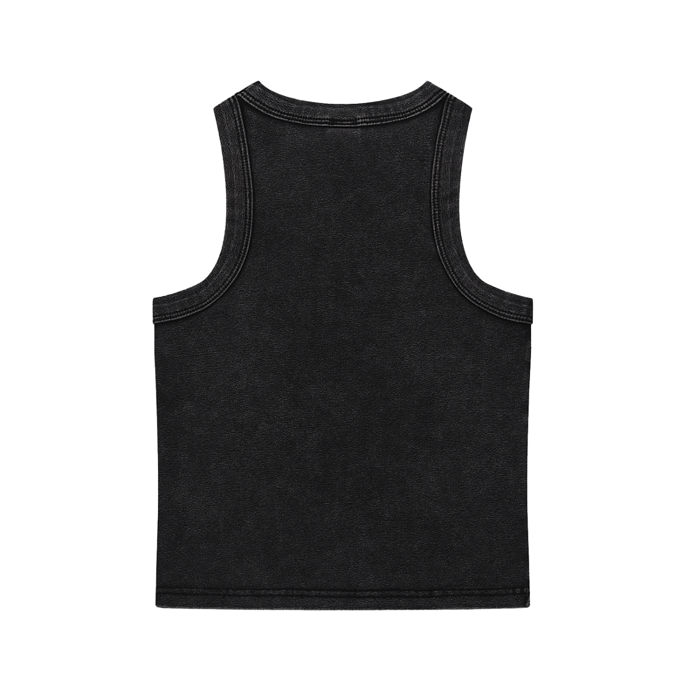 Wing Logo Washed Cropped Tank in Black, back view.