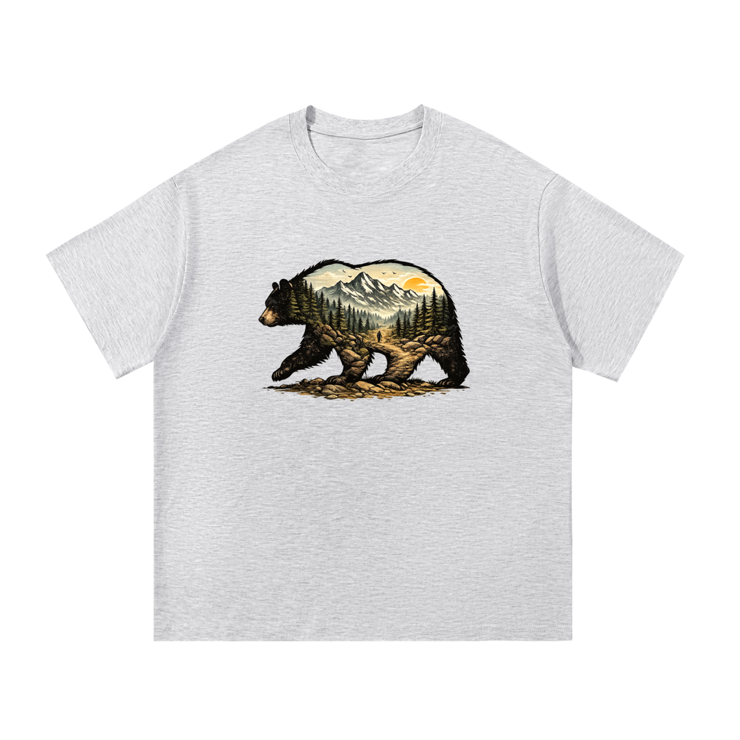 hiking lover Bear Double Exposure Mountain Landscape Tee