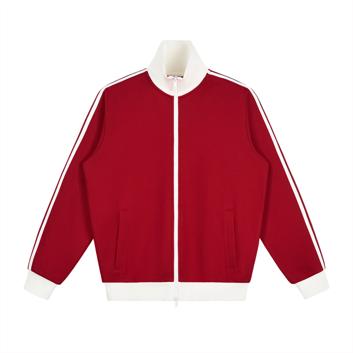 MEN COAT AND JACKET Contrast Side Stripe Fleece Track Jacket