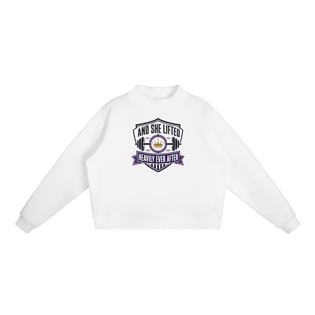 women gym wear Essential Fleece Mock-Neck Crew Sweatshirt