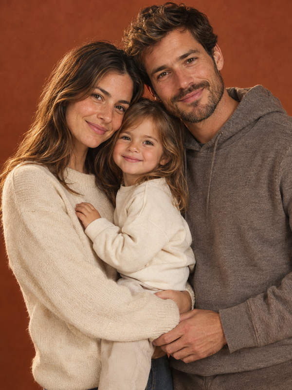 Family wearing GALOVTE apparel, Parents Collection