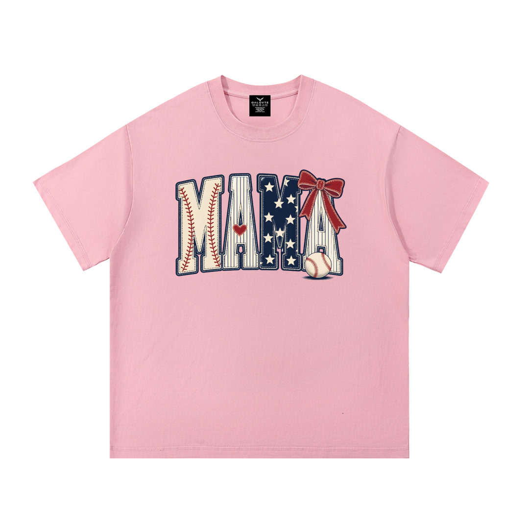 mom lover Mama Baseball Stars And Stripes Bow Tee