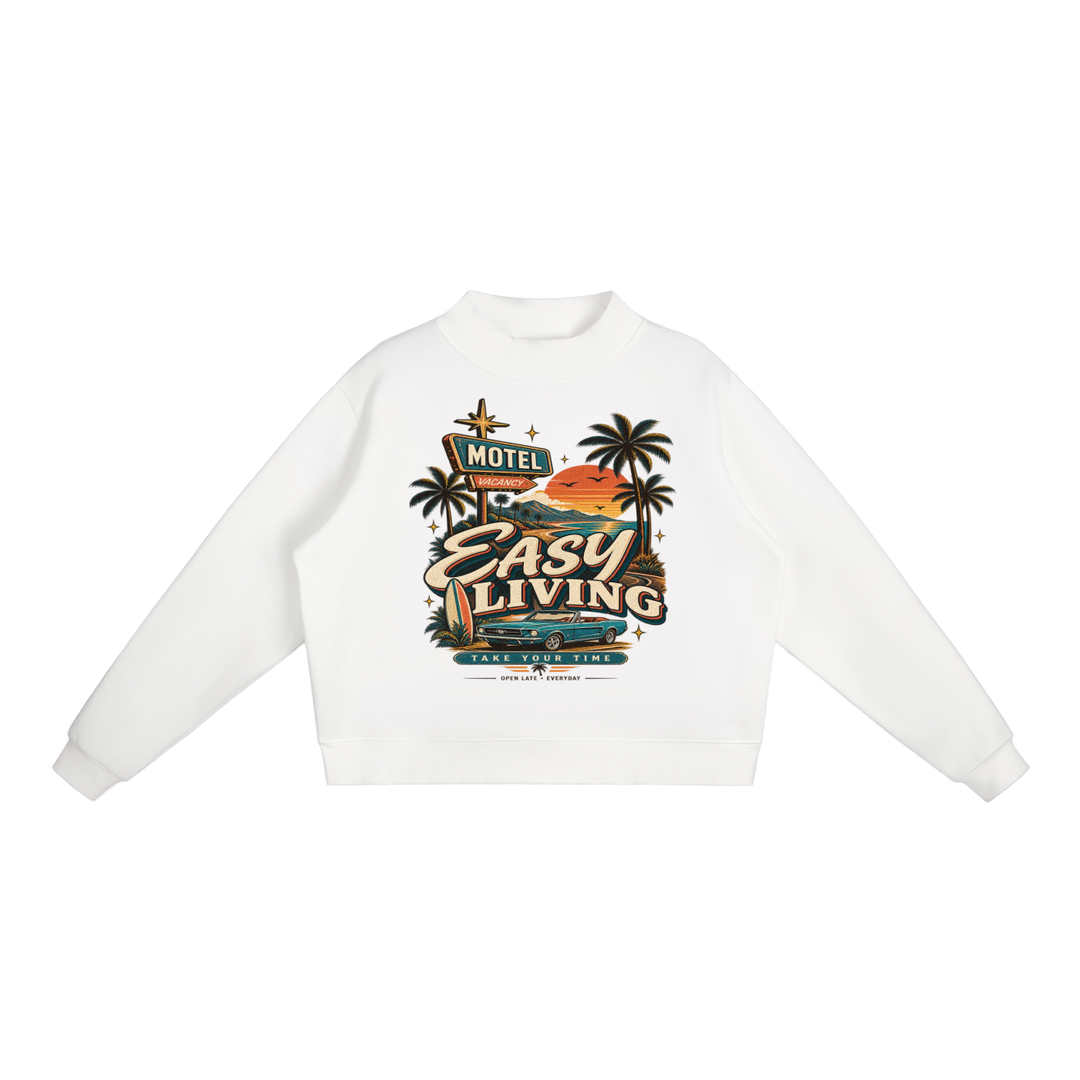 WOMEN GRAPHIC Essential Fleece Mock-Neck Crew Sweatshirt