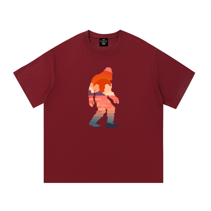 hiking lover Bigfoot Sunset Double Exposure Cotton Tee