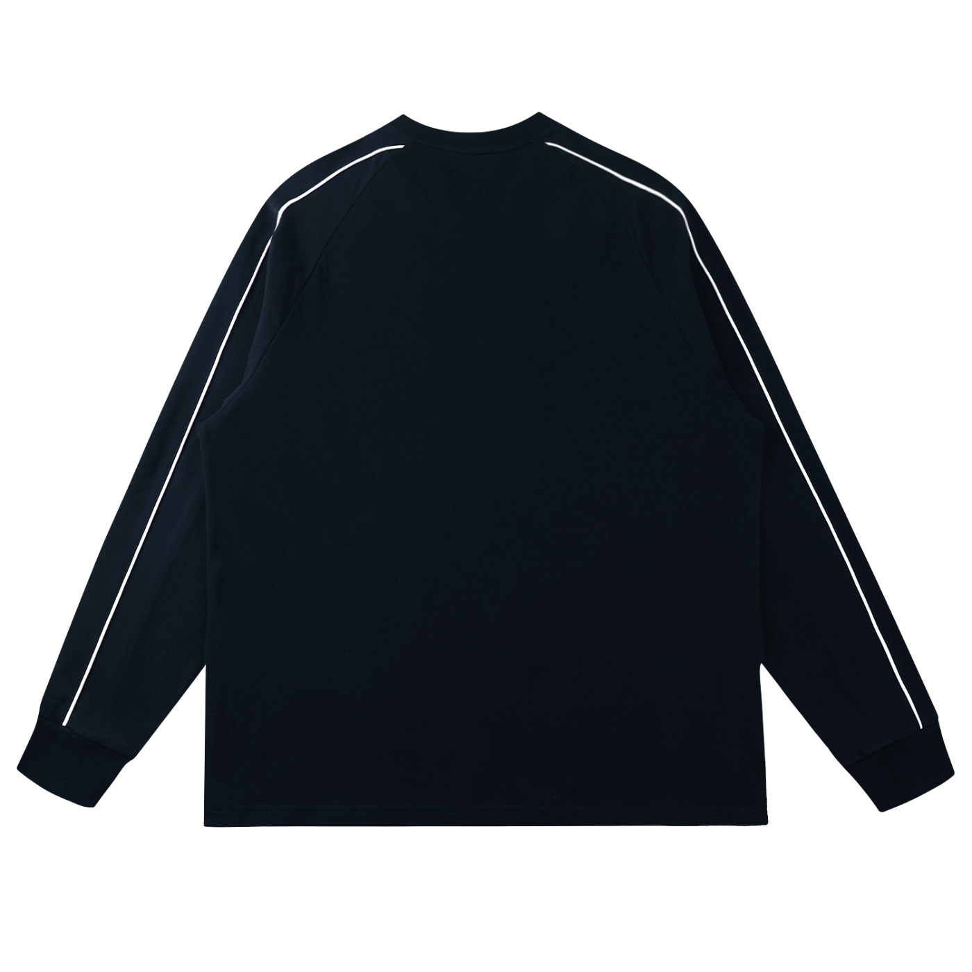 Wing Logo Contrast Panel Raglan Sweatshirt in Navy Blue with White, back view.