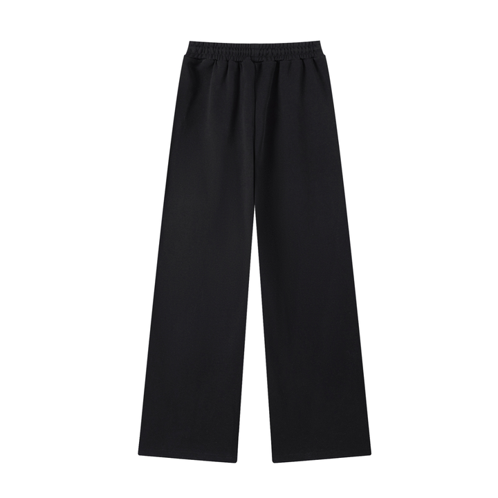 Wildflower Print Straight-Leg Cotton Sweatpants in Black, back view.
