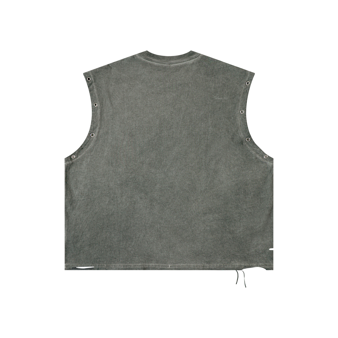men t shirt Distressed Grommet Eyelet Tank Top